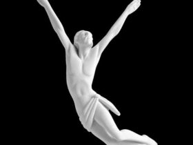 CRISTO CURVADO DE MARMOL SINTETICO Ref. 6644 6644B 6644N